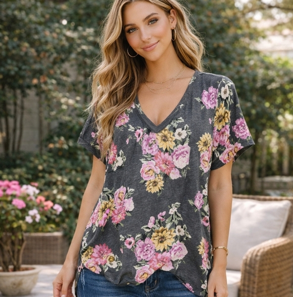 torrid Tops - Torrid, Floral V-Neck Women's Top
